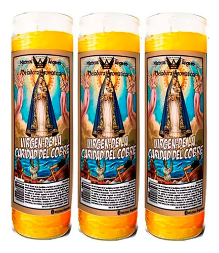 3 Piezas Veladoras Virgen De La Caridad Del Cobre