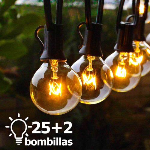 Imagen 2 de 6 de Guirnalda De Luces 7.6 Metros 25 Focos G40 Para Decoración