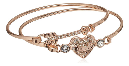 Pulsera Doble Guess Women's Duo Tens Corazón Flecha Rosa B4u