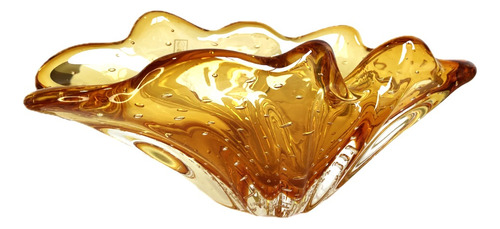 Vaso Centro De Mesa Cristal Murano Ambar São Marcos Ikebana