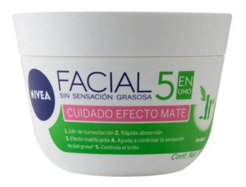 Crema Facial Nivea 5 En Uno Bambú Efecto Mate 375 Ml