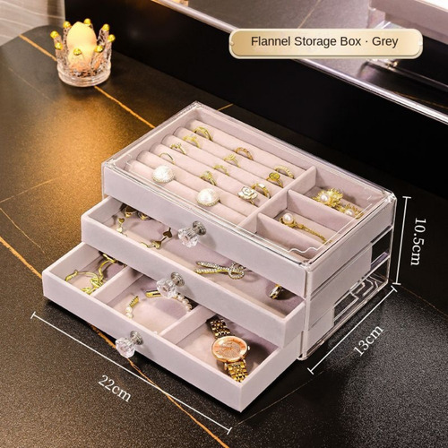 Caja De Almacenamiento Con Cajón Para Joyas De Múltiples Cap