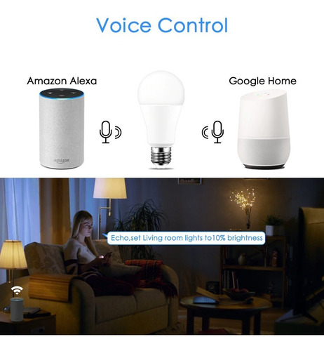 Imagem 8 de 10 de Smart Lâmpada Inteligente 10w+3w 1050lumens Wifi Ekaza Alexa