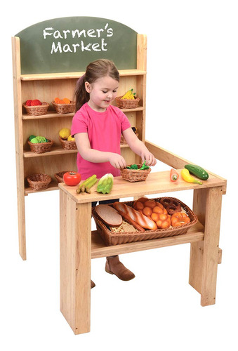 Constructive Playthings Puesto De Madera Con Mostrador, Mueb