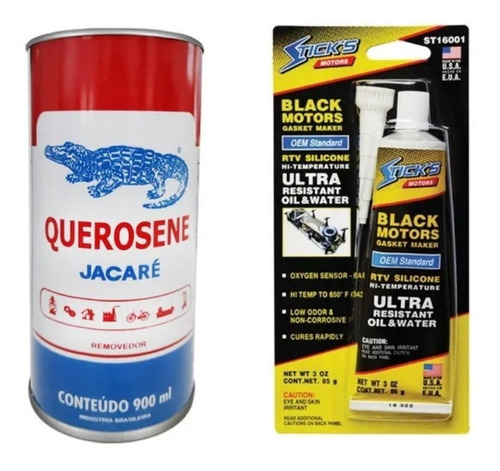 Cola Silicone Alta Temperatura Sticks Preto + Querose 900ml