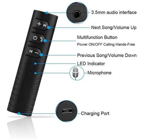 Receptor Bluetooth 3.5 Mm 3 En 1 Con Manos Libres Integrado.