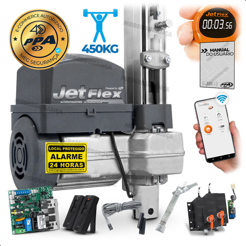 Kit Motor Portão Bv Ppa 1/2 Jet Flex Wifi 1,4m Alum 2 Trava