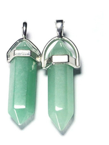 Collar Cuarzo Verde Jade Cadena Acero Y Dije Acero De Regalo
