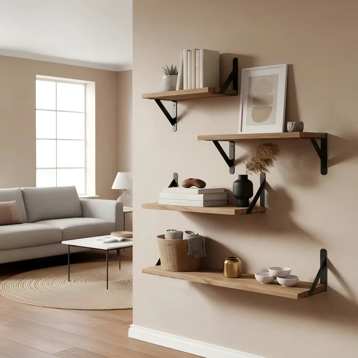 4 Repisas Flotante Madera Minimalista Muebles Hogar Decorar Color Marrón
