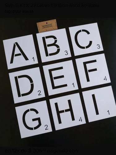 Stencil Kit X 27 Letras Scrabble Altura Letra 17cm  Noreste 