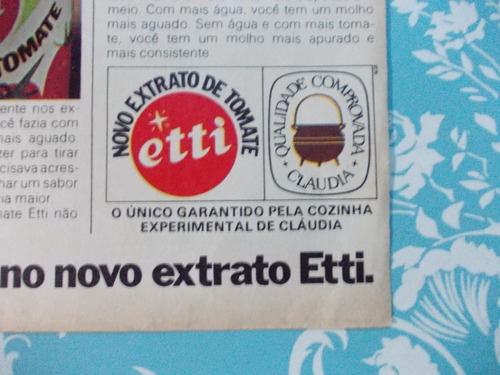 Propaganda Vintage - Etti Novo Extrato De Tomate. Tem 25% A (Usado)