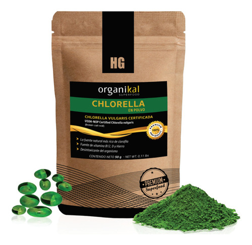 Pack X5 Chlorella En Polvo X50gr Antiox Micro Alga Vit B12