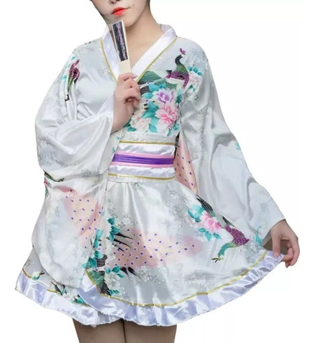 Albornoz De Mujer Japonesa, Diseño Floral Y Kimono.