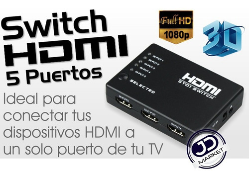 Switch Selector Puertos Hdmi 5 Entradas X 1 Salida + Control