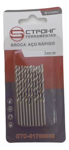 Kit Broca Aço Rápido Hss 3mm Para Metal