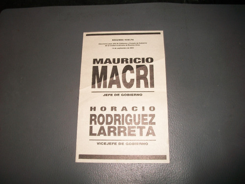 Jefe De Gobierno . Boleta Electoral . 14/9/2003 . 