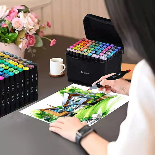 Rotulador De Doble Punta De 80 Colores Para Animación