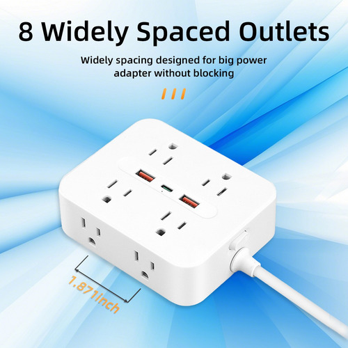 Placa Alimentación Multicontacto Con 6 Salidas 2usb 1type-c