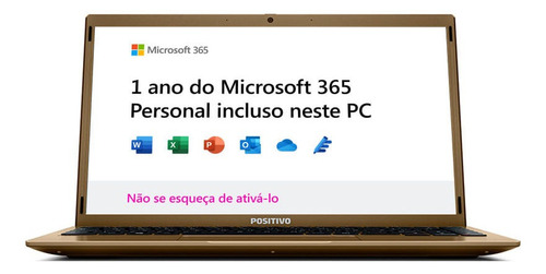 Notebook Positivo Motion Q464c Qc W10 Inclui Microsoft 365* Cor Dourado