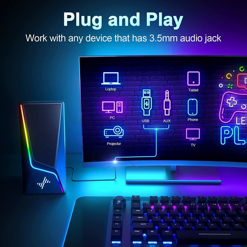 Altavoces Para Computadora, Altavoces Rgb Para Pc Con 6 Modo