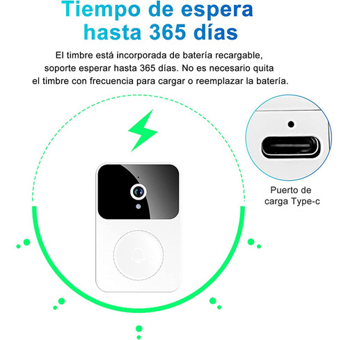Timbre Inteligente Inalámbrico Con Cámara 1 Transmiso 1 Rec Videollamadas Interactivas En Tiempo Real Wifi 2.4g