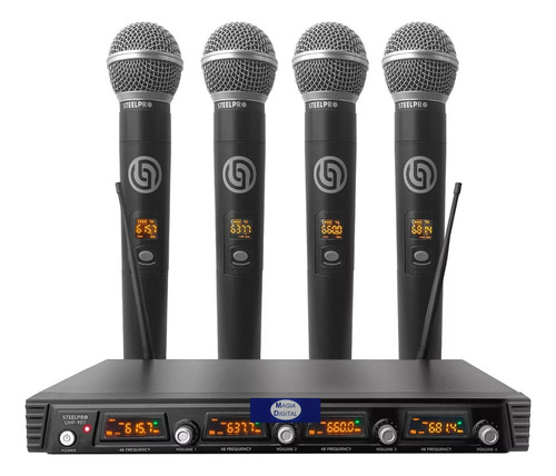 Microfonos Uhf Steelpro Uhf-907 Set 4microfono Inalambricos