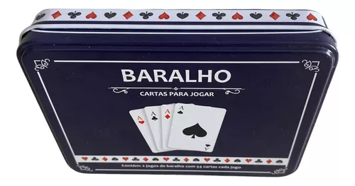 Jogo De Baralho Estojo de Metal 108 Cartas Buraco Sueca Truco Tranca 100%  Plástico - Poker - Baralho - Magazine Luiza