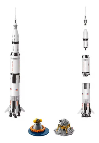Blocos De Montar Foguete Saturn Apollo V Com 1.969 Peças