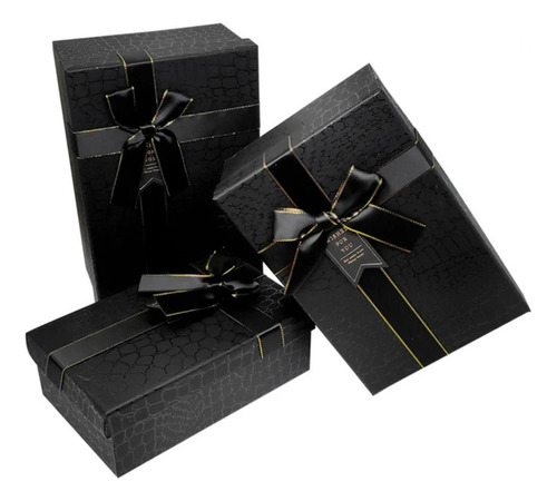 Pack 3 Cajas Rectangulares Triple Print Y Liso Tres Tamaño