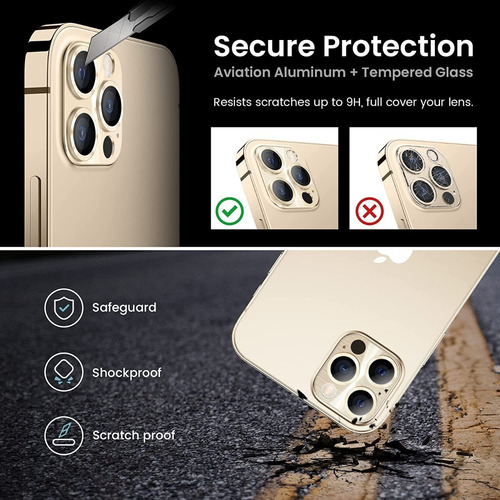 Imagen 4 de 10 de Protector Cámara De Aluminio Para iPhone 13 Pro / 13 Pro Max