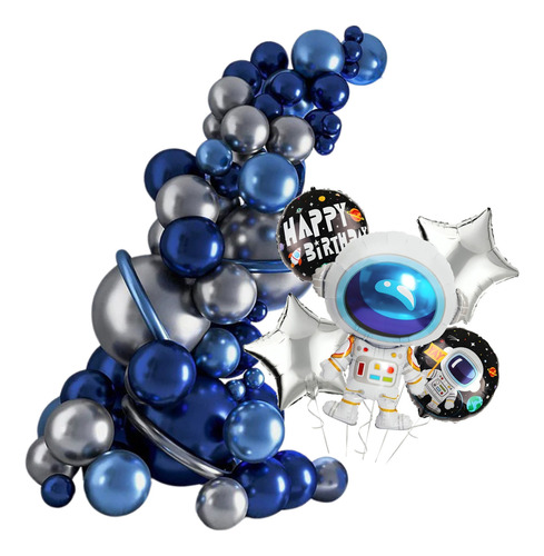 Balões N10 Astronauta +100 Bexigas Metalizada Kit Completo