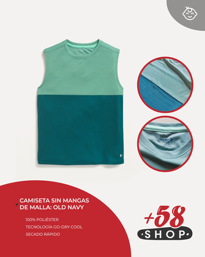 Camiseta Sin Mangas De Malla Go-dry Para Niños: Old Navy