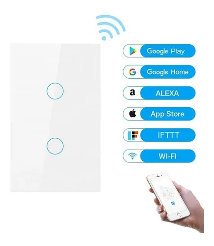 Switch Interruptor Wifi Sin Neutro 2 Táctil Google Home Echo