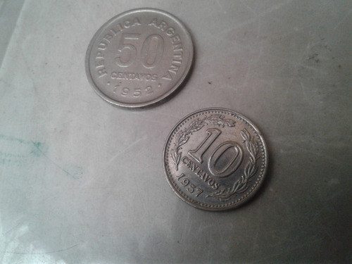 Lote Dos Monedas Argentinas 10 Centavos 50 Centavos