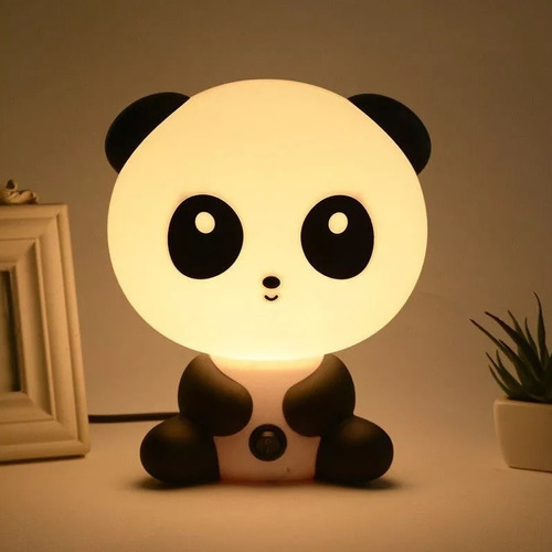 Imagem 1 de 6 de Abajur Luminária Bivolt Panda Quarto Bebê Neném Com Lampada 