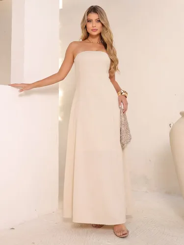 Vestido Tomara Que Caia em Linho Sofisticação e Conforto