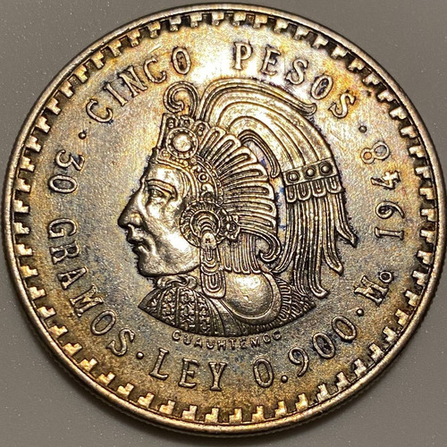 Mex19007 México 5 Pesos 1948 Xf Limpiada Ayff