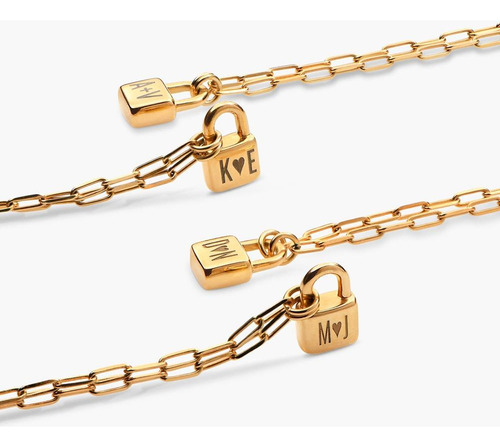 Collar Iniciales En Candado En Plata 925 Chapado Oro Dorado