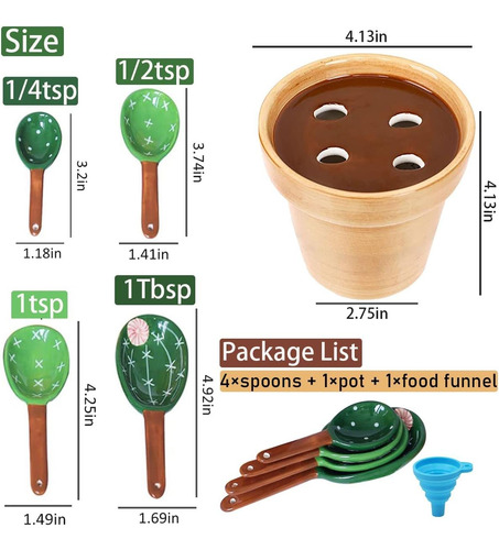 Cucharas De Medición De Cactus Colocados En Tazas De Y De De