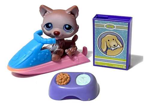 Littlest Pet Shop #37 Husky Perro Bronceado Ojos Púrpura Acc (Usado)