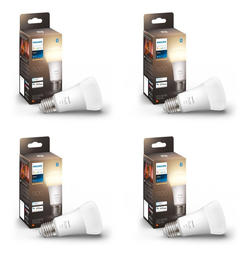 4- Pack Philips Hue White E27 Blanco Cálido Zigbee & Bt