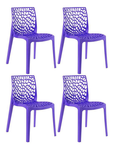 4 Cadeiras Gruvyer Cozinha Jantar Higlopp Coloridas Cores Cor da estrutura da cadeira Roxo