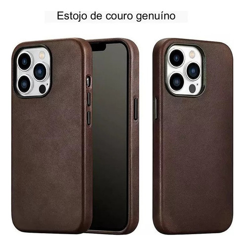Sun Capa Magsafe Para iPhone 13 Normal Luxuosa Couro Genuíno