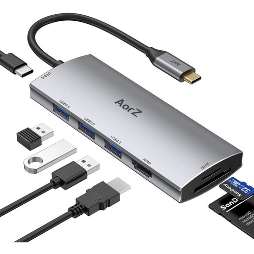 Adaptador Hub Usb C Multipuerto Para Macbook Pro Hdmi Sd 