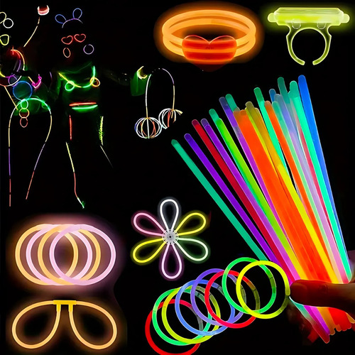 100 Pulseras Neón Fosforescente Brilla Stick Eventos Fiestas