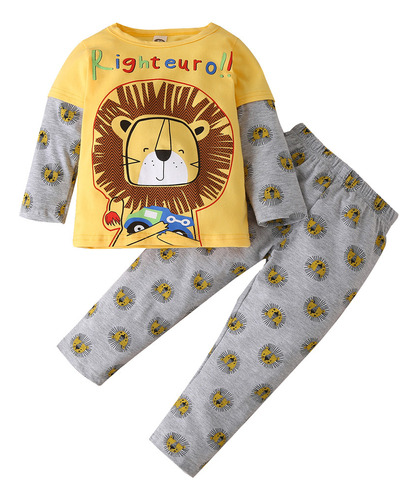 Sudadera Con Estampado De Leones Para Bebés Y Niñas Y Pantal