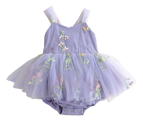 Vestido Tipo Mameluco De Tul Sin Mangas Para Niña, Vestidos