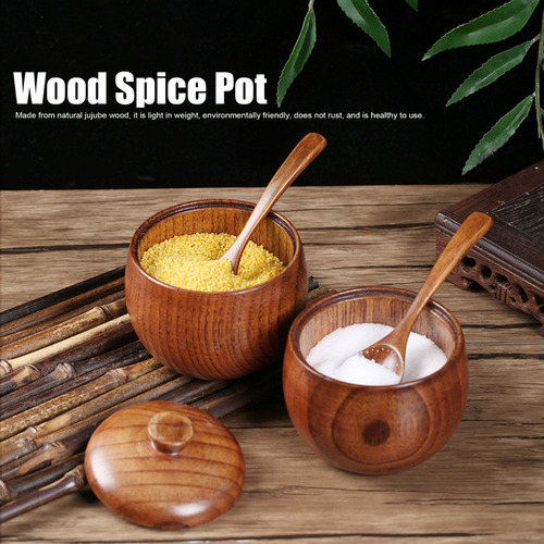 Caja Condimentos Madera Para Especias Sal Pimienta+ Cuchara