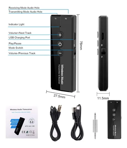 Bluetooth 5.2 Transmisor Receptor, Adaptador Transceptor ...