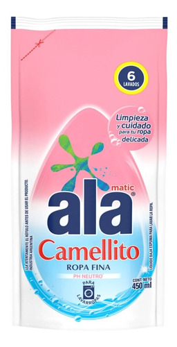 Ala Matic Camellito Jabon Liquido Ropa Fina Lavarropas 450ml